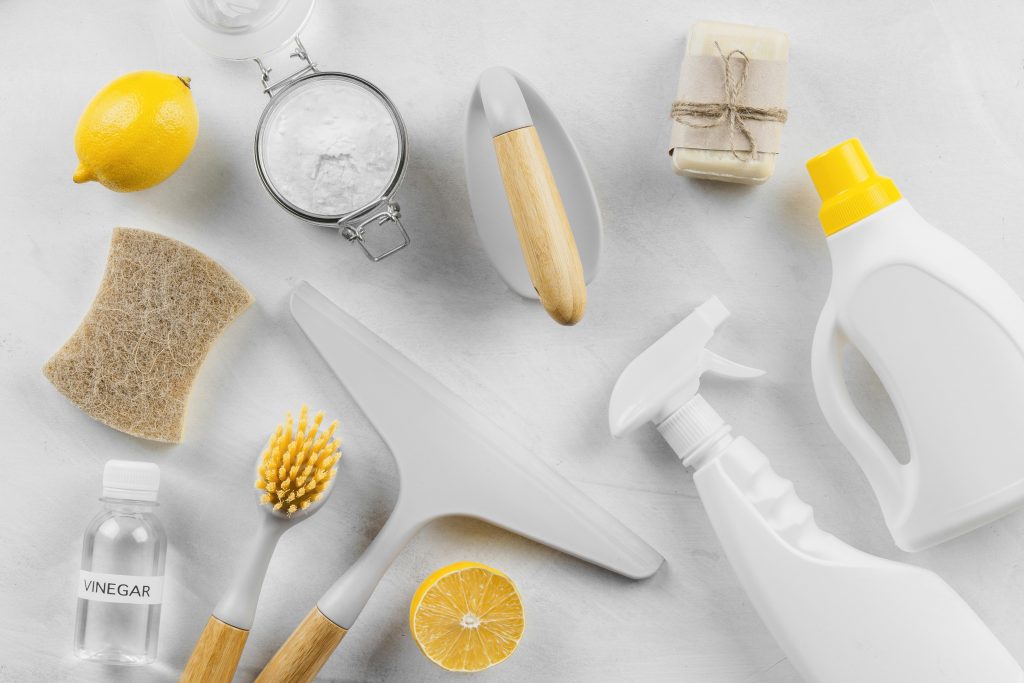 flat-lay-cleaning-products-with-lemon-baking-soda